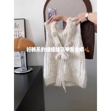 批发法式立体花朵镂空针织马甲背心女2026新款百搭叠穿别致巨好看毛衣