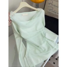 批发假两件露肩针织防晒罩衫上衣2026春季新款设计感辣妹修身t恤女装