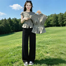 批发大码女装2026夏季新款时尚假两件拼接短袖T恤女休闲洋气百搭上衣