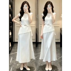 批发时尚套装裙女2026夏季新款洋气显瘦缕空针织上衣<b class='q'>吊带</b>连衣裙两件套