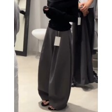 批发韩系慵懒风弯刀休闲裤女2026年早秋新款高腰显瘦宽松阔腿裤
