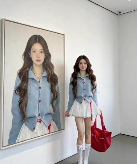 2026 가을 새로운 폴로 칼라 파란색 니트 오픈 가디건 스웨터 여자 가을 겨울 부드러운 찹쌀 외부 가져 가라. 느긋한 바람 재킷 맨위