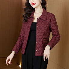 批发<b class='q'>棉服</b>夹棉外套年轻妈妈菱形格翻领冬季新款洋气高贵<b class='q'>中老年</b>短款外套