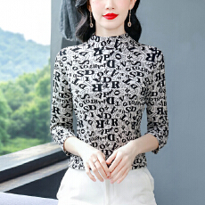 批发秋冬新款<b class='q'>大码</b>修身一体绒半高领长袖<b class='q'>打底衫</b>时尚印花上衣