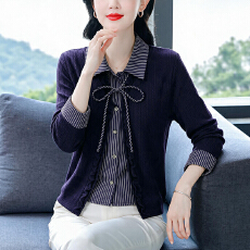批发木耳边衬衫假两件polo领长袖T恤女2026大码设计感拼接长袖上衣