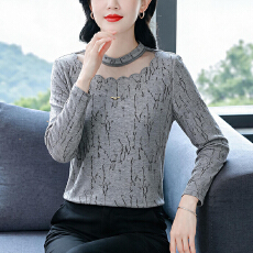 批发2026秋冬新款<b class='q'>大码</b>女装上衣时尚打底衫圆领镂空长袖T恤