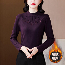 批发2026打底衫秋冬新款加绒加厚大码女装时尚设计感花朵长袖上衣