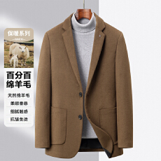 批发100%羊毛呢休闲西装男<b class='q'>秋</b>冬款中年商务休闲呢大衣翻领短款呢子外套