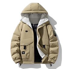 批发冬季新款羽绒服男工装男防寒保暖新国标白鸭绒连帽宽松直播外套