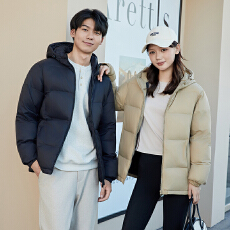 批发男士白鸭绒连帽新款<b class='q'>时尚</b>青年外套羽绒服短款情侣百搭防寒保暖男女