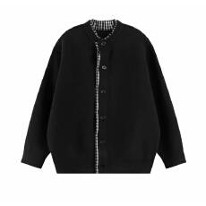 批发假两件针织开衫男士秋冬季新款<b class='q'>毛衣</b>外套休闲简约百搭格子情侣夹克