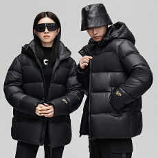 羽绒服黑金90鹅绒冬季男士加厚短款连帽白鸭绒新款高品质上衣外套