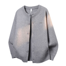 批发灰色毛衣开衫外套<b class='q'>男</b>款秋冬季韩系氛围感穿搭慵懒风宽松针织衫上衣