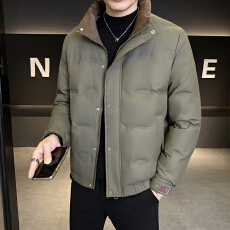 羽绒服男士新款冬季潮流百搭保暖白鸭绒加厚立领拚色休闲外套