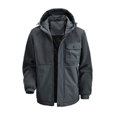 批发跨境山系机能秋冬连帽摇粒绒外套男羊羔绒保暖流秋冬季抓绒衣