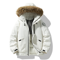 批发新款男女冬季加厚保暖连帽加真毛毛领可拆卸潮流防风情侣棉衣外套