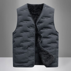 批发中老年爸爸装加绒加厚压花马甲坎肩无袖冬季保暖休闲马夹爆款背心