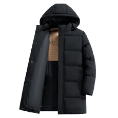 跨境爆款中长款过膝石墨烯大码棉衣外套时尚男士加厚保暖冬季棉袄