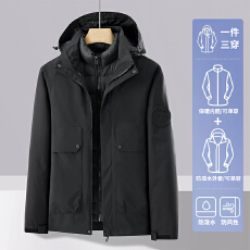 情侣冲锋衣羽绒棉内胆男女同款三合一可脱卸帽防风防水户外冲锋衣