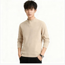 批发秋<b class='q'>冬</b>季高档男士纯色德绒卫衣半高领保暖双面绒打底衫