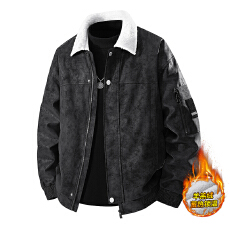 批发新款男士秋<b class='q'>冬</b>麂皮绒皮复古翻领羊羔绒内里保暖中青年宽松外套