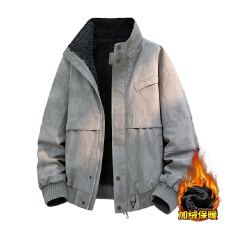 批发立领工装夹克棉服冬季新款男士加厚保暖棉衣羊羔绒羽绒棉袄