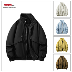 批发新款时尚加厚保暖棉衣男士高品质冬款宽松立领休闲防寒羽绒棉袄