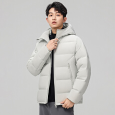 批发羽绒服男连帽外套跨境户外工装高品质白鸭绒加厚保暖羽绒上衣