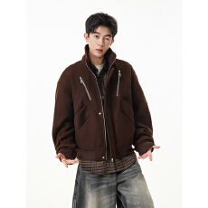 批发棉服男女款高级感痞帅呢料外套加厚夹棉宽松休闲飞行立领夹克棉衣