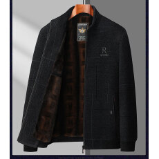 批发新款<b class='q'>秋</b>冬季男士夹克雪呢尔立领加绒加毛外套中年爸爸装