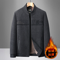 批发<b class='q'>秋</b>冬季新款立领雪尼尔加绒加厚夹克外套中年爸爸装
