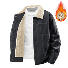 批发冬季<b class='q'>男士</b>棉衣加绒加厚棉袄工装翻领宽松大码男装麂皮<b class='q'>夹克</b>冬装棉服