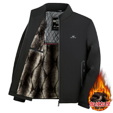 批发男装冬季加绒加厚棉衣外套爸爸装休闲立领夹克棉服