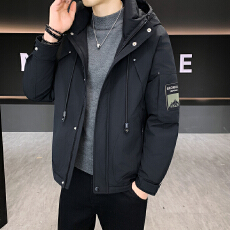 批发新款连帽羽绒服男时尚潮男羽绒服多口袋白鸭绒新国标羽绒服