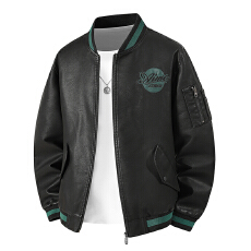 批发跨境新款皮夹克高级感美式高街男外套日系潮牌机车服大码皮衣夹克