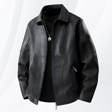 批发皮衣翻领夹克外套青年潮流秋冬新款跨境外贸男士时尚商务皮夹克男
