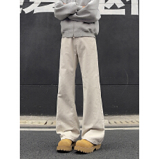 批发春季新款男款牛仔裤全棉微喇<b class='q'>修身</b>美式高街休闲裤子显腿长