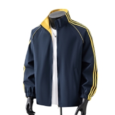 批发春季新款三条杠立领夹克男新款百搭休闲学生运动外套青少年上衣