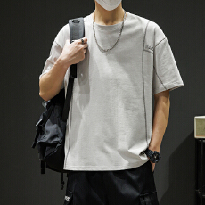 批发纯棉新款夏季男<b class='q'>潮</b>流宽松<b class='q'>潮</b>牌短袖T恤上衣五分袖圆领半袖T恤