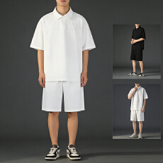 260克新氧棉夏装短袖短裤两件POLO休闲上衣裤子套装运动潮牌