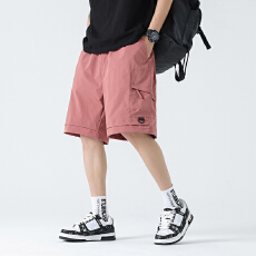 新款工装短裤男宽松休闲情侣潮牌短裤糖果色户外冰丝速干透气短裤