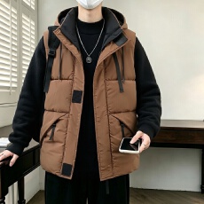 秋冬御寒保暖连帽高品质羽绒棉男女同款休闲时尚加厚无袖大码马甲