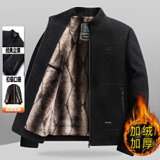 批发金貂绒毛呢外套男冬季雪尼立领外套<b class='q'>中老年</b>爸爸装休闲商务雪尼夹克