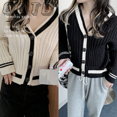 批发针织开衫温柔风<b class='q'>外套女</b>春秋2025新款复古V领毛衣设计感<b class='q'>短</b>款上衣潮