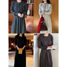 批发韩版小香风针织套装裙女春季新款法式名媛风茶系穿搭两件套