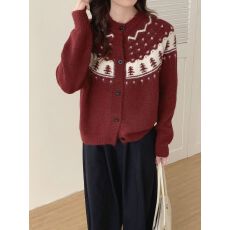 批发费尔岛毛衣开衫女2025新款秋冬<b class='q'>外套</b>韩系穿搭针织上衣秋装<b class='q'>女装</b>