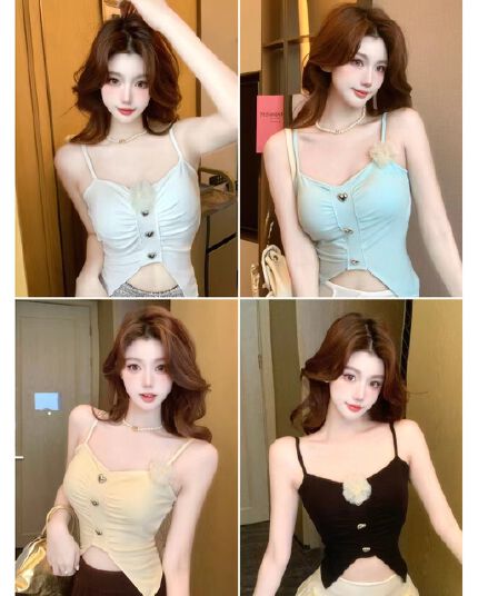 봄 새로운 달콤한 매운맛 바람 3 차원 꽃 캐미솔 몸매 가꾸기 슬림해 보이는 여성 고정 벨트 가슴 패드 의류