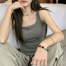 批发夏季方领背心女内搭宽肩带遮住副乳修身吊带外穿<b class='q'>大码</b>上衣