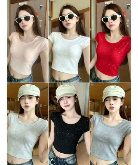 여름 디자인 센스 달콤한 핫걸 섹시함 쇄골 u 칼라 다용도 반팔 핫픽스 티셔츠 슬림해 보이는 벨트 가슴 패드 쇼트 스타일 맨위