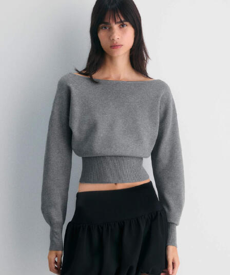 2026 가을 겨울 프랑스식 오프숄더 허리 수축 라운드 넥 좋은 바늘 몸매 가꾸기 한국 스타일 새로운 풀오버 여성